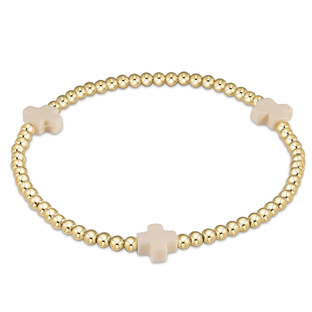 Enewton Egirl Signature Cross 3mm Bracelet Gold in Off White-Enewton-The Bugs Ear