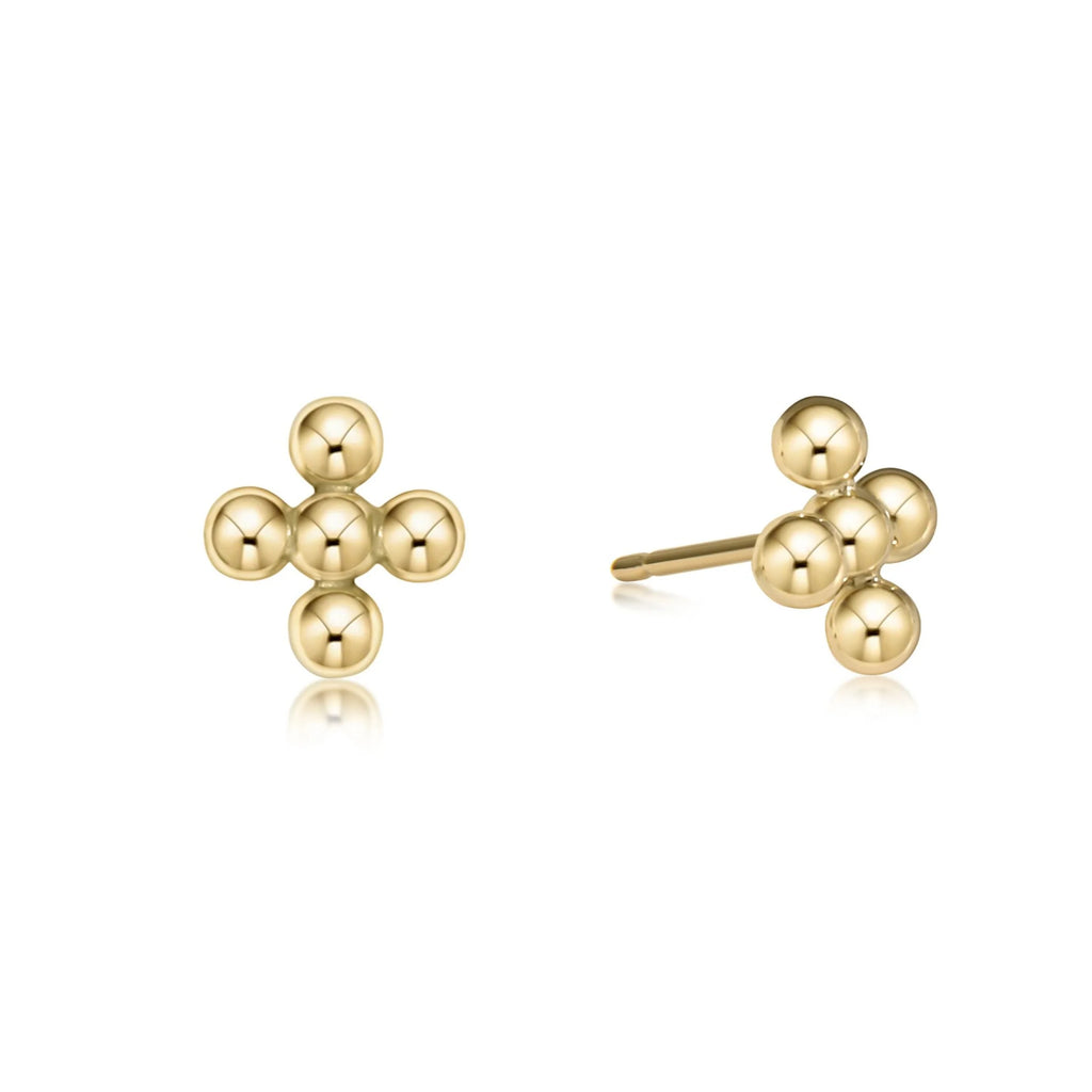 Enewton Classic Beaded Signature Cross Stud - 4mm Bead Gold-Enewton-The Bugs Ear