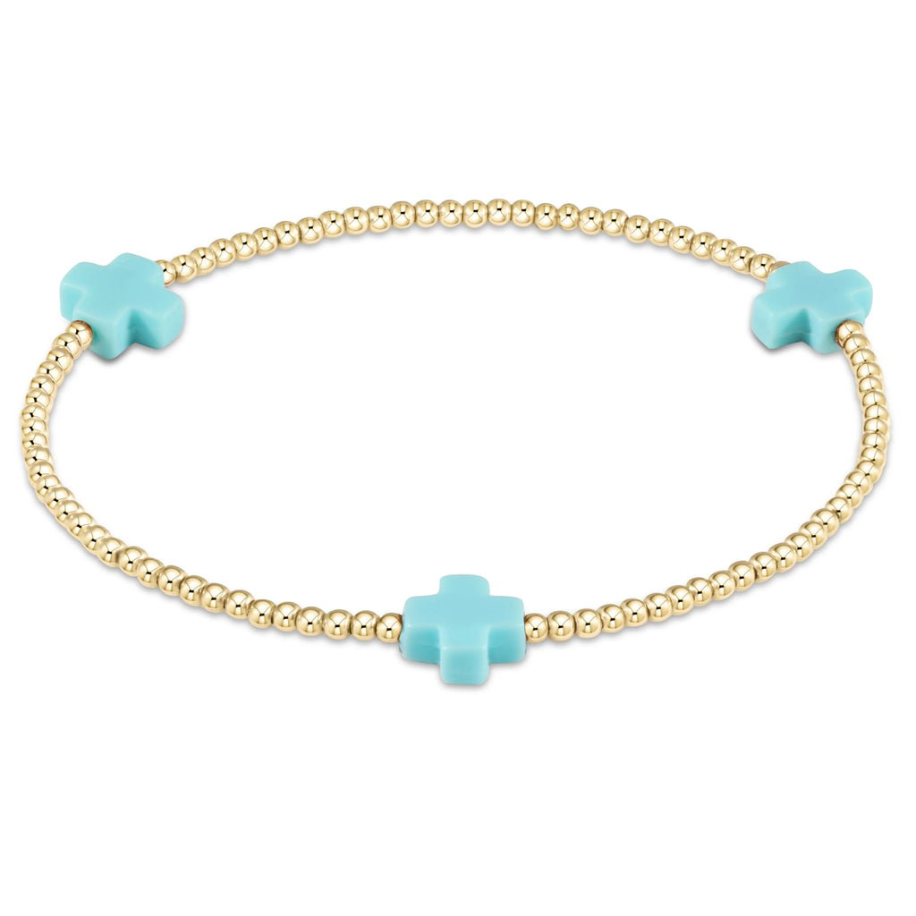 Enewton Signature Cross Gold Pattern 2mm Bead Bracelet Turquoise-2-Enewton-The Bugs Ear