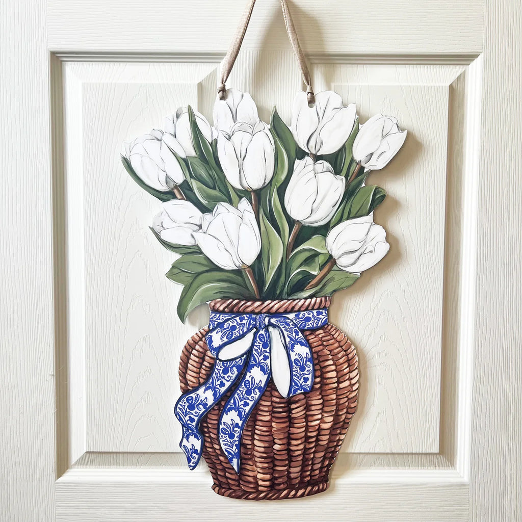 White Tulips Door Hanger-Home Malone-The Bugs Ear