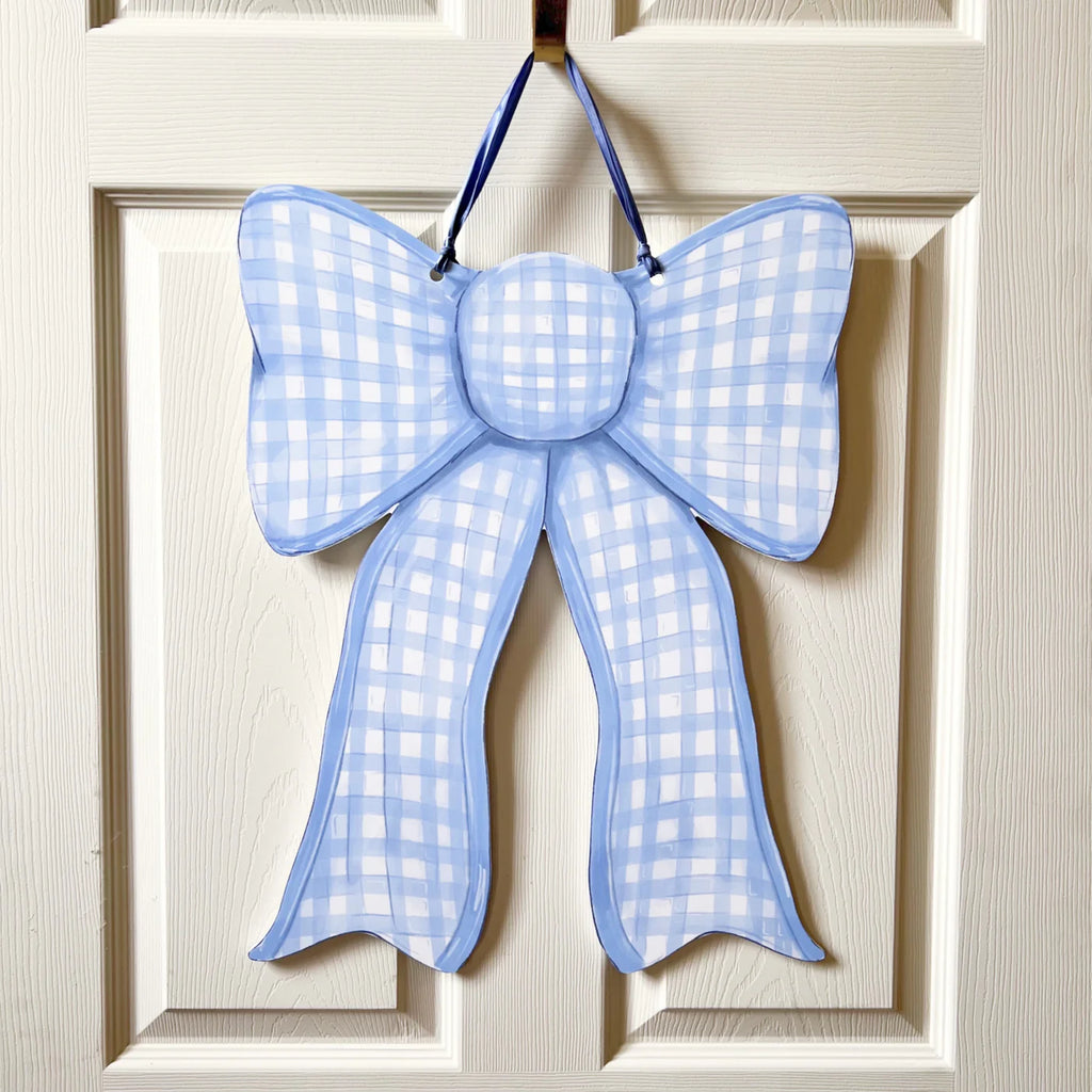 Blue Gingham Bow Door Hanger-Home Malone-The Bugs Ear