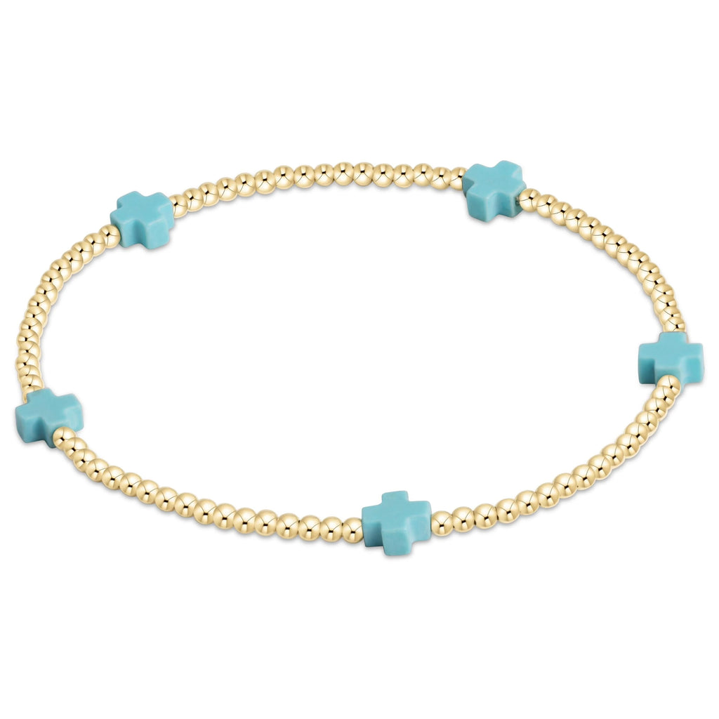 Enewton Egirl Signature Cross 2mm Bracelet Gold in Turquoise-Enewton-The Bugs Ear