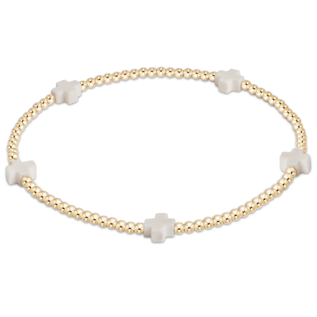 Enewton Egirl Signature Cross 2mm Bracelet Gold in Off White-Enewton-The Bugs Ear