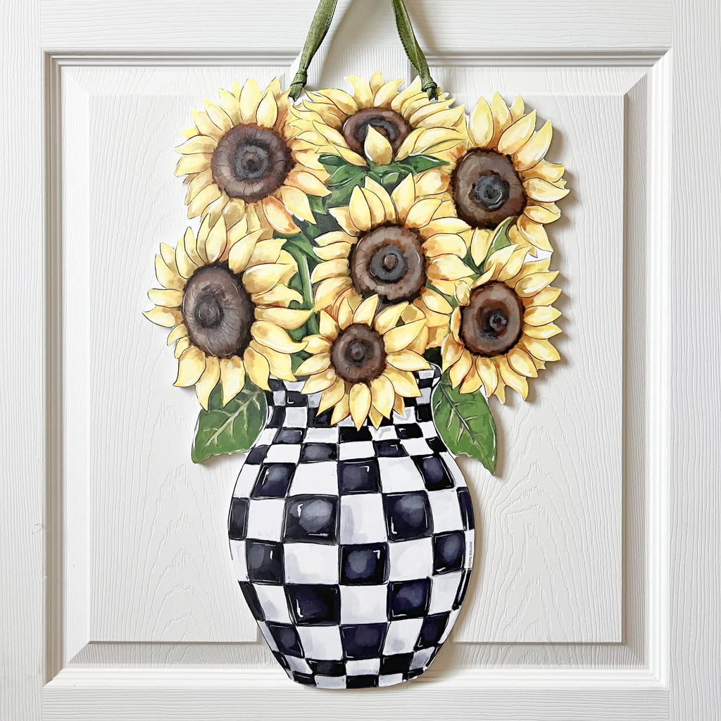 Sunflower Check Vase Door Hanger-Home Malone-The Bugs Ear