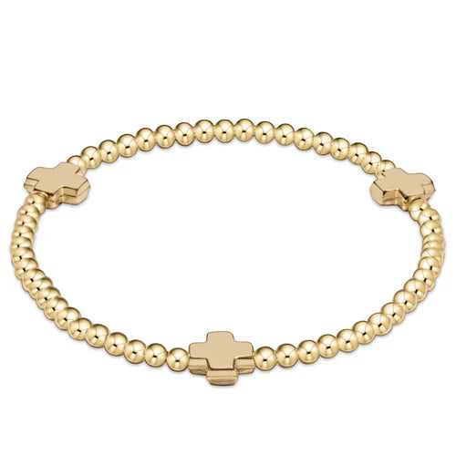 Enewton Signature Cross Small Gold Pattern 2mm Bead Bracelet-Enewton-The Bugs Ear