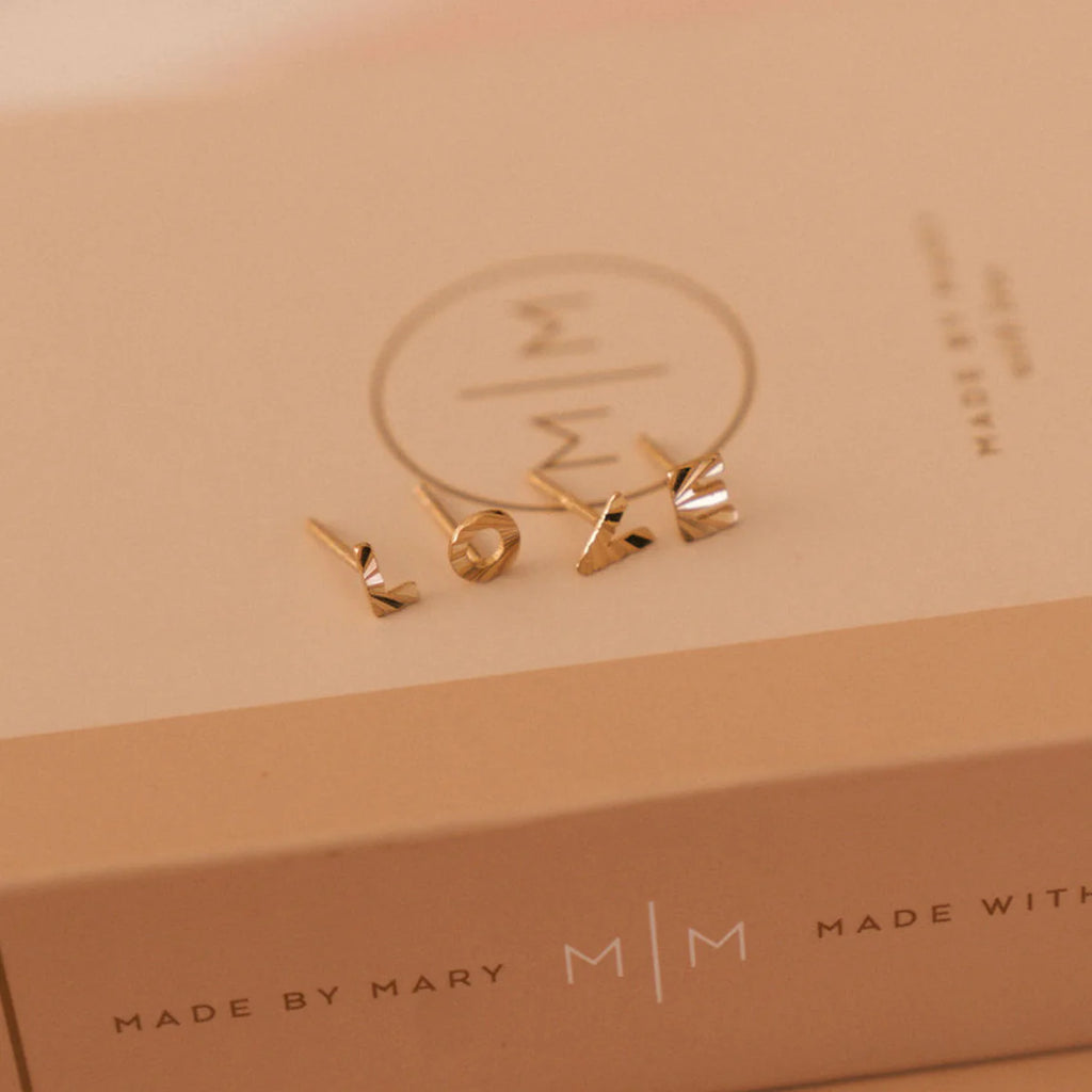 Initial Stud Earring in Gold-Made By Mary-The Bugs Ear
