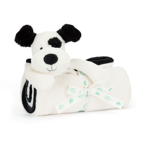 Jellycat Bashful Black & Cream Puppy Blankie-Jellycat-The Bugs Ear