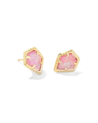 Kendra Scott Framed Gold Tessa Stud Earrings in Luster Rose Pink Kyocera Opal-Kendra Scott-The Bugs Ear
