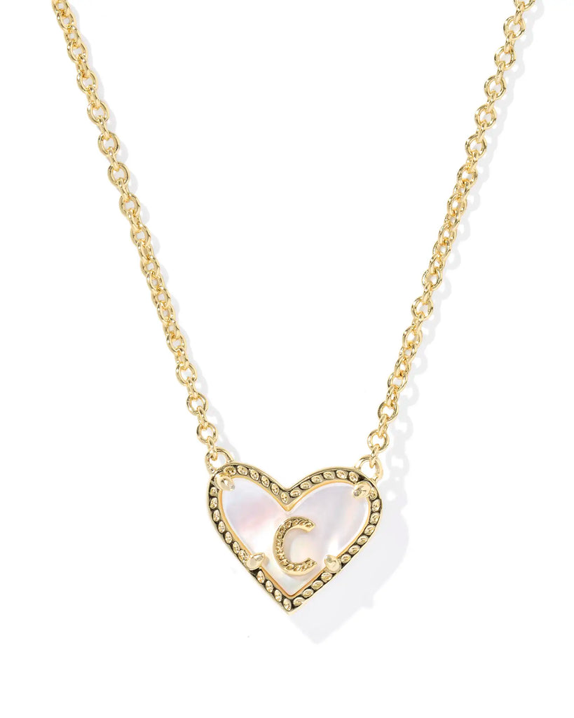 Kendra Scott Ari Heart Letter Pendant Necklace Gold Ivory Mother of Pearl-Kendra Scott-The Bugs Ear