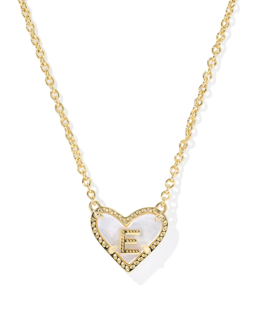 Kendra Scott Ari Heart Letter Pendant Necklace Gold Ivory Mother of Pearl-Kendra Scott-The Bugs Ear
