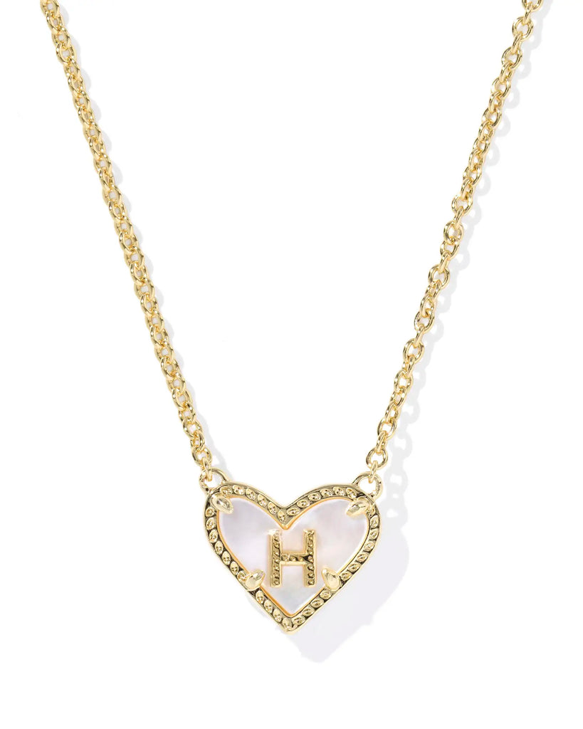 Kendra Scott Ari Heart Letter Pendant Necklace Gold Ivory Mother of Pearl-Kendra Scott-The Bugs Ear