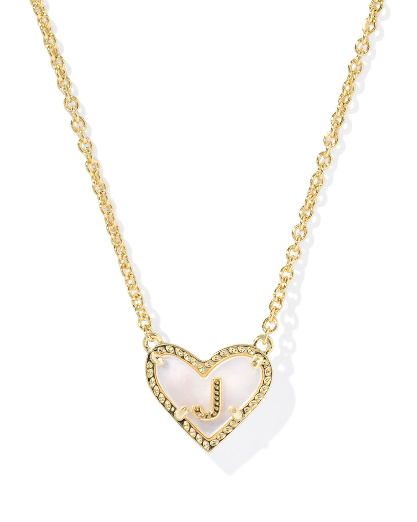 Kendra Scott Ari Heart Letter Pendant Necklace Gold Ivory Mother of Pearl-Kendra Scott-The Bugs Ear