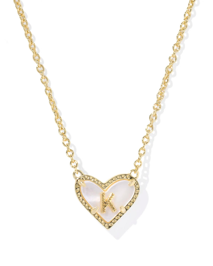 Kendra Scott Ari Heart Letter Pendant Necklace Gold Ivory Mother of Pearl-Kendra Scott-The Bugs Ear