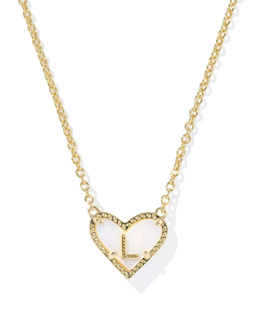 Kendra Scott Ari Heart Letter Pendant Necklace Gold Ivory Mother of Pearl-Kendra Scott-The Bugs Ear