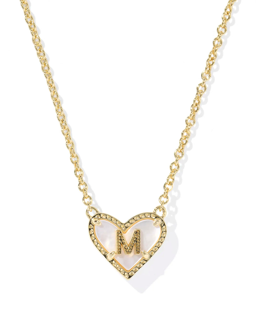 Kendra Scott Ari Heart Letter Pendant Necklace Gold Ivory Mother of Pearl-Kendra Scott-The Bugs Ear