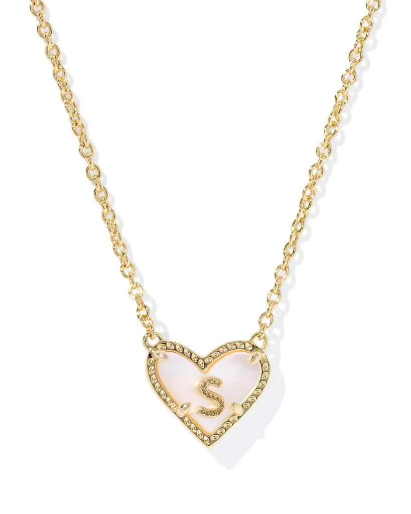 Kendra Scott Ari Heart Letter Pendant Necklace Gold Ivory Mother of Pearl-Kendra Scott-The Bugs Ear
