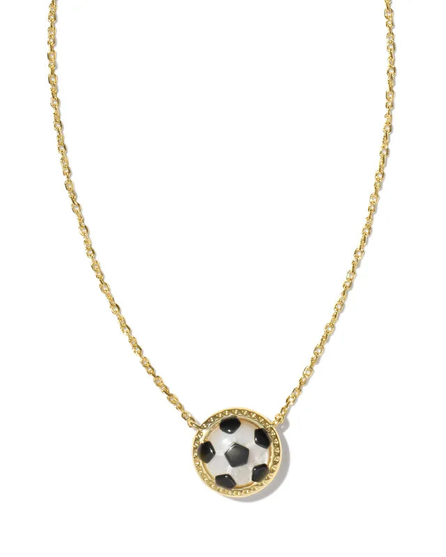 Kendra Scott Soccer Gold Short Pendant Necklace in Ivory Mother-of-Pearl-Kendra Scott-The Bugs Ear