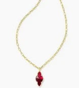 Kendra Scott Abbie Gold Pave Frame Large Long Pendant Necklace in Cranberry Illusion-Kendra Scott-The Bugs Ear