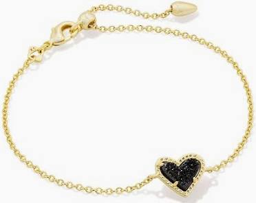 Kendra Scott Ari Heart Gold Delicate Chain Bracelet in Black Drusy-Kendra Scott-The Bugs Ear