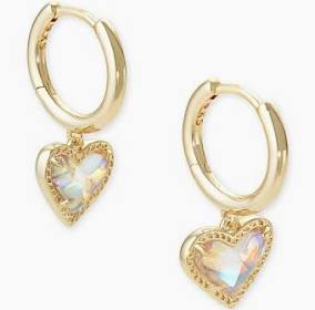 Kendra Scott Ari Heart Gold Huggie Earrings in Dichroic Glass-Kendra Scott-The Bugs Ear