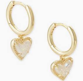 Kendra Scott Ari Heart Gold Huggie Earrings in Iridescent Drusy-Kendra Scott-The Bugs Ear