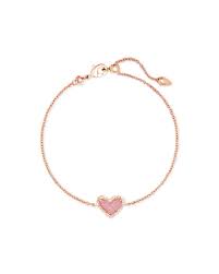 Kendra Scott Ari Heart Rose Gold Chain Bracelet in Light Pink Drusy-Kendra Scott-The Bugs Ear