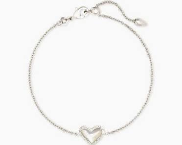 Kendra Scott Ari Heart Silver Chain Bracelet in Ivory Mother-of-Pearl-Kendra Scott-The Bugs Ear