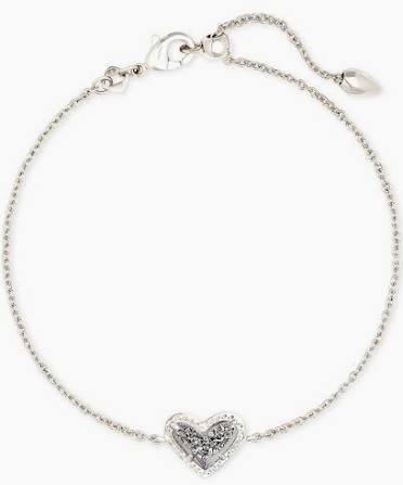 Kendra Scott Ari Heart Silver Chain Bracelet in Platinum Drusy-Kendra Scott-The Bugs Ear