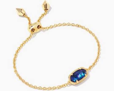 Kendra Scott Elaina Gold Adjustable Chain Bracelet in Navy Abalone-Kendra Scott-The Bugs Ear