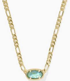 Kendra Scott Elisa Gold Figaro Chain Short Pendant Necklace in Deep Aqua Illusion-Kendra Scott-The Bugs Ear