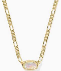 Kendra Scott Elisa Gold Figaro Chain Short Pendant Necklace in Iridescent Abalone-Kendra Scott-The Bugs Ear
