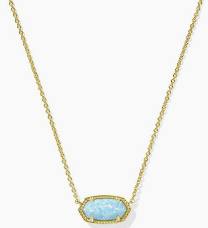 Kendra Scott Elisa Gold Short Pendant Necklace in Light Teal Kyocera Opal-Kendra Scott-The Bugs Ear