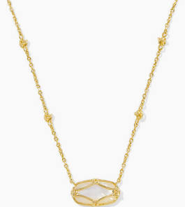 Kendra Scott Elisa Lattice Frame Gold Short Pendant Necklace in Ivory Mother of Pearl-Kendra Scott-The Bugs Ear