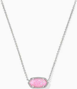 Kendra Scott Elisa Silver Short Pendant Necklace in Carnation Kyocera Opal-Kendra Scott-The Bugs Ear