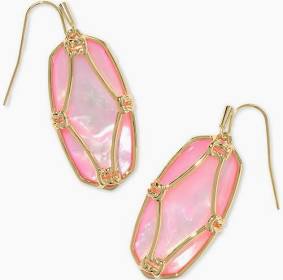 Kendra Scott Elle Lattice Frame Gold Drop Earrings in Blush Ivory Mother of Pearl-Kendra Scott-The Bugs Ear