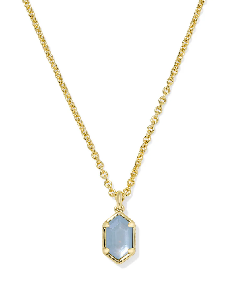 Kendra Scott Hallie Short Pendant Necklace Gold Sky Blue Mother Of Pearl-Kendra Scott-The Bugs Ear