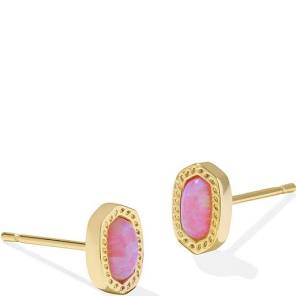 Kendra Scott Mini Ellie Gold Stud Earrings in Carnation Kyocera Opal-Kendra Scott-The Bugs Ear