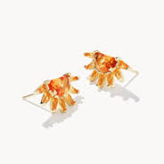 Kendra Scott Samantha Sun Gold Stud Earrings in Orange Glass-Kendra Scott-The Bugs Ear