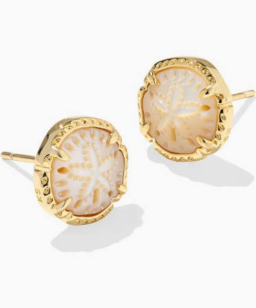Kendra Scott Sand Dollar Gold Stud Earrings-Kendra Scott-The Bugs Ear