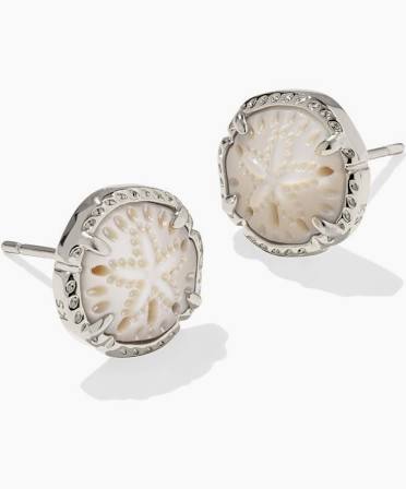 Kendra Scott Sand Dollar Silver Stud Earrings-Kendra Scott-The Bugs Ear