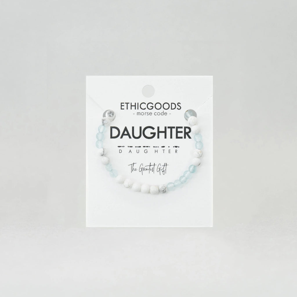 MINI Morse Code Bracelet for DAUGHTER in Cloudy Blue and Howlite-Ethicgoods-The Bugs Ear