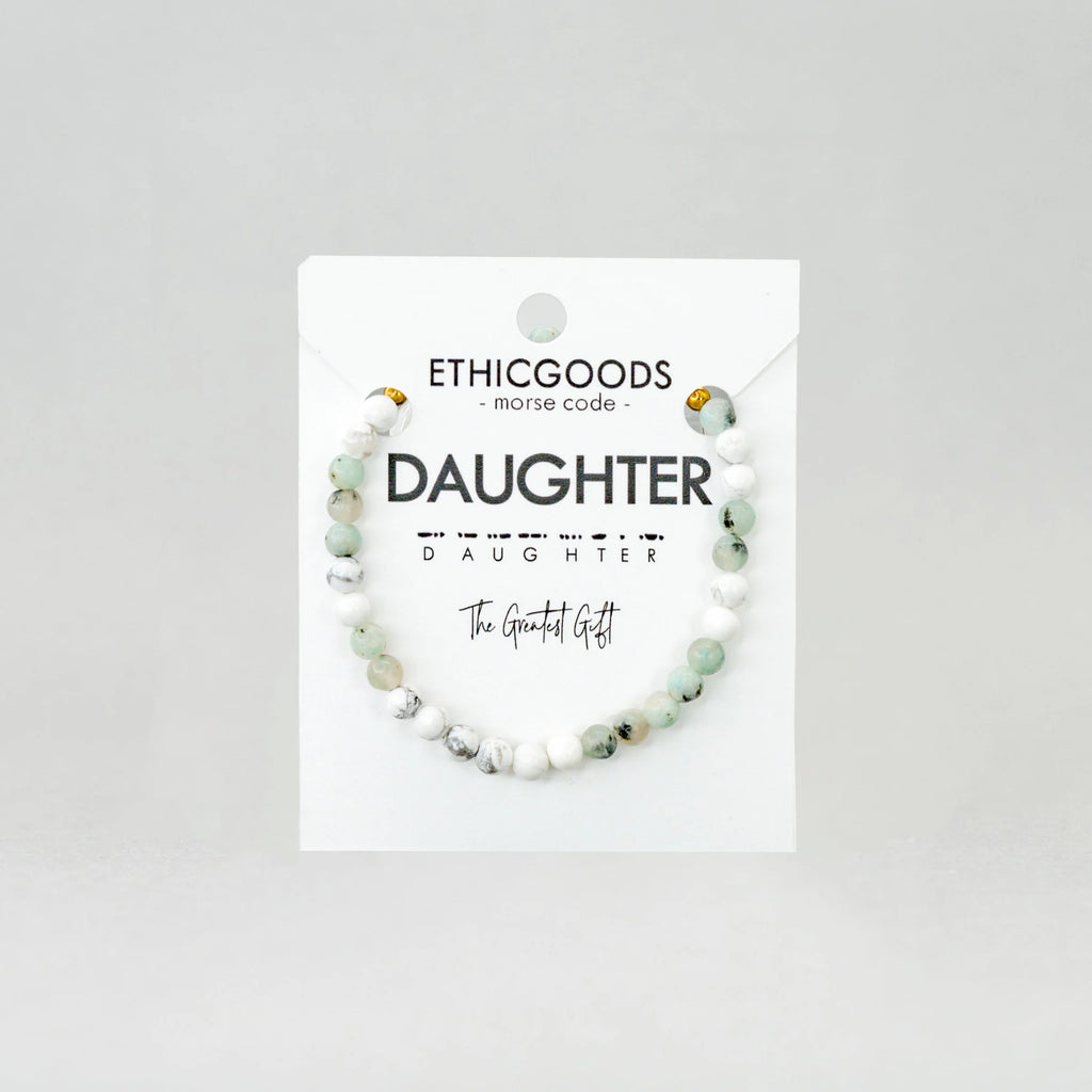 MINI Morse Code Bracelet for DAUGHTER in Jasper/Howlite-Ethicgoods-The Bugs Ear