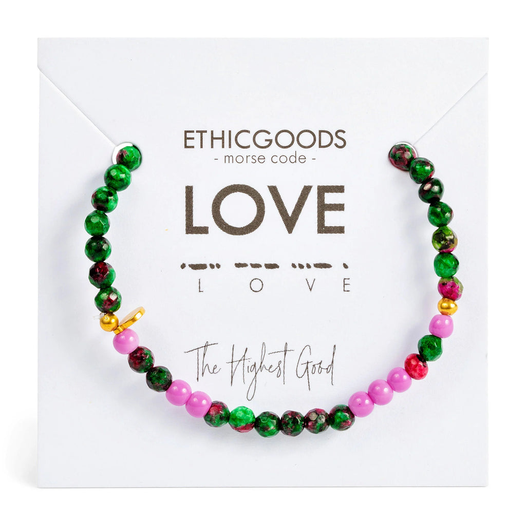 Morse Code Bracelet for LOVE in Bright Lilac & Zoisite-Ethicgoods-The Bugs Ear