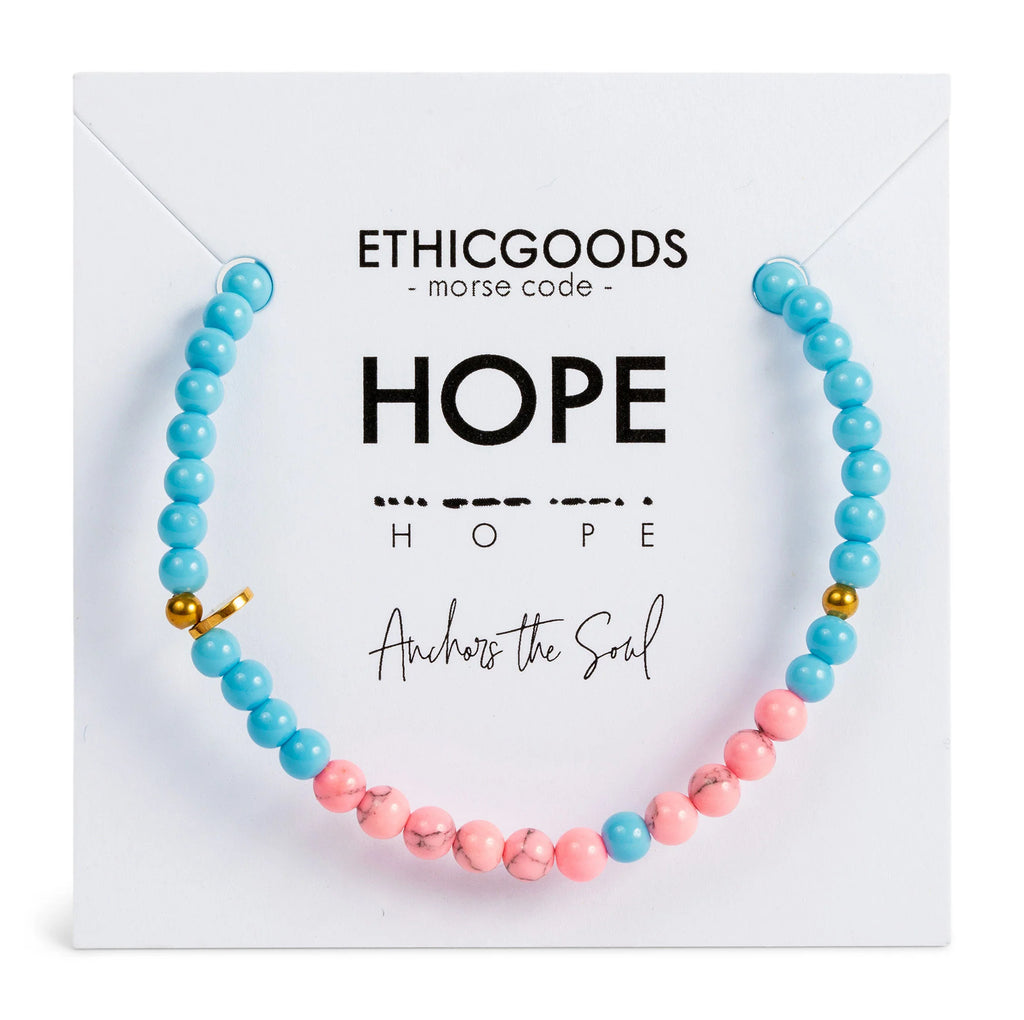 Morse Code Bracelet for HOPE in Light Blue & Magenta Howlite-Ethicgoods-The Bugs Ear