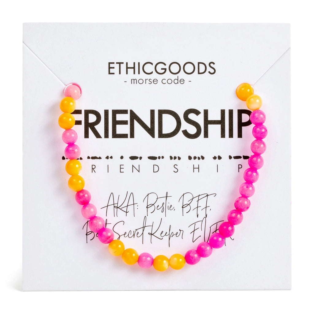 Morse Code Bracelet in FRIENDSHIP in Hot Pink/Orange-Ethicgoods-The Bugs Ear