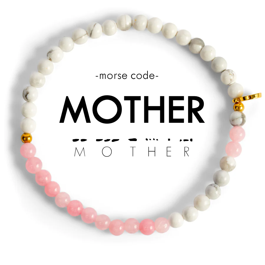 Morse Code Bracelet in MOTHER in Rose Quartz/Howlite-Ethicgoods-The Bugs Ear