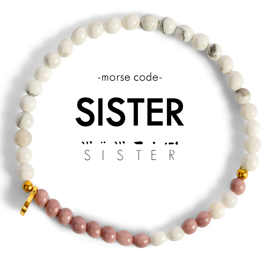 Gold Morse Code Bracelet for SISTER in Lilac & Howlite-Ethicgoods-The Bugs Ear