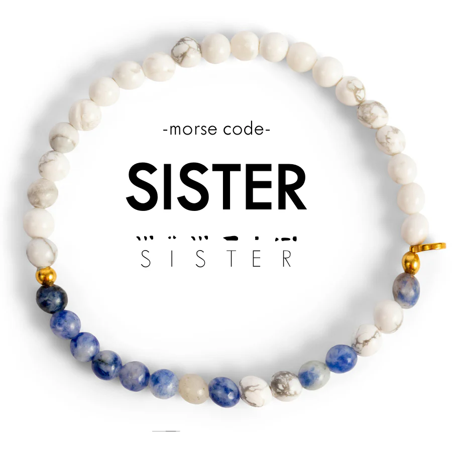 Gold Morse Code Bracelet for SISTER in Lapis & Howlite-Ethicgoods-The Bugs Ear