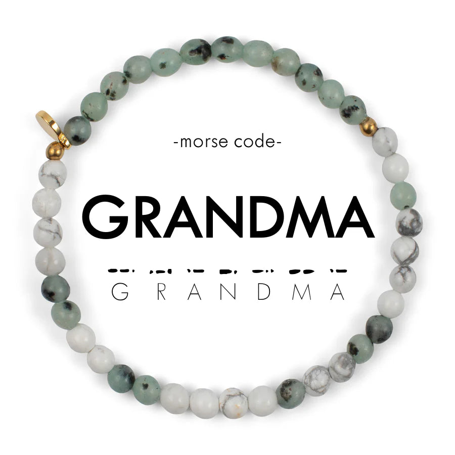 Morse Code Bracelet for GRANDMA in Jasper & Howlite-Ethicgoods-The Bugs Ear