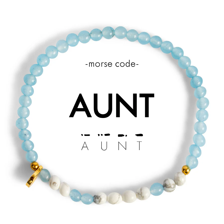 Morse Code Bracelet for AUNT in Cloudy Blue and Marble-Ethicgoods-The Bugs Ear